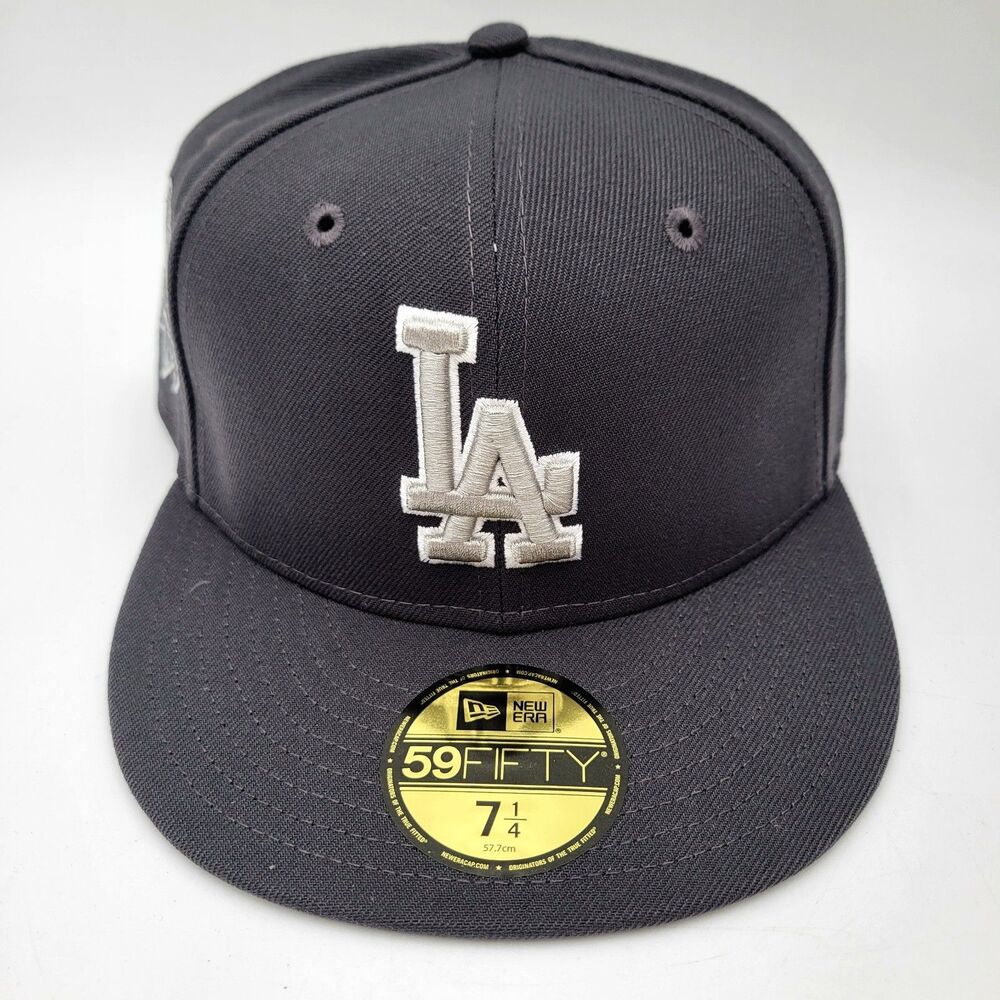 Los Angeles Dodgers New Era Dark Graphite 40th Patch 59Fifty Fitted Cap 7 1/4 - Picture 2 of 7